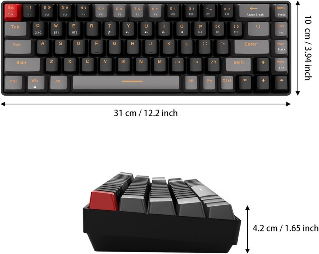 Qisan Mechanical Wireless Gaming Keyboard - Dimensions