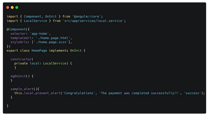 calling the function present_alert