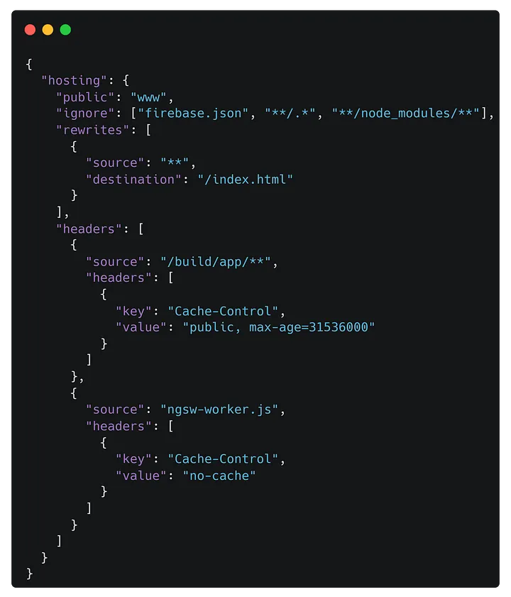 modified firebase.json file